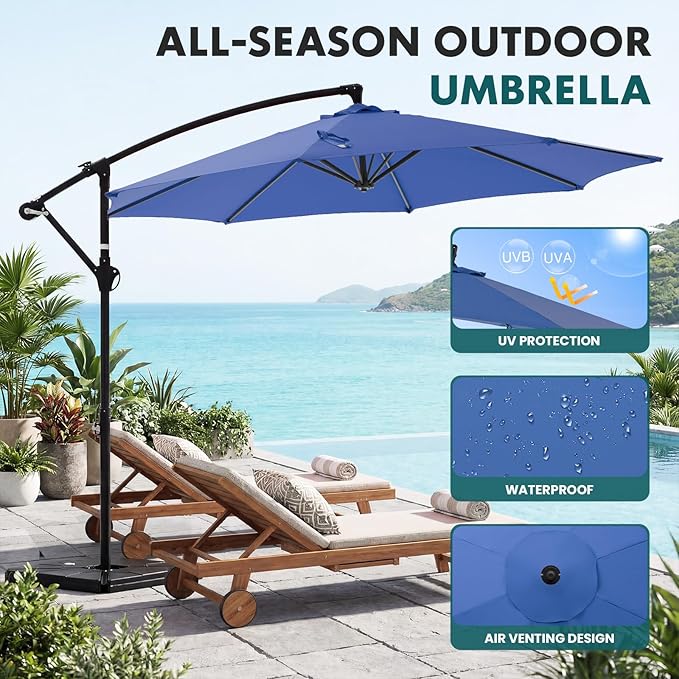 OLIXIS Offset Patio Umbrella, 9.7FT Cantilever Table Umbrellas - Image 2