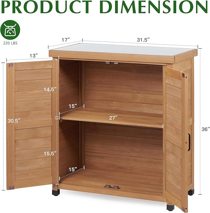 Outdoor Storage Cabinet & Potting Bench Table - Image 3