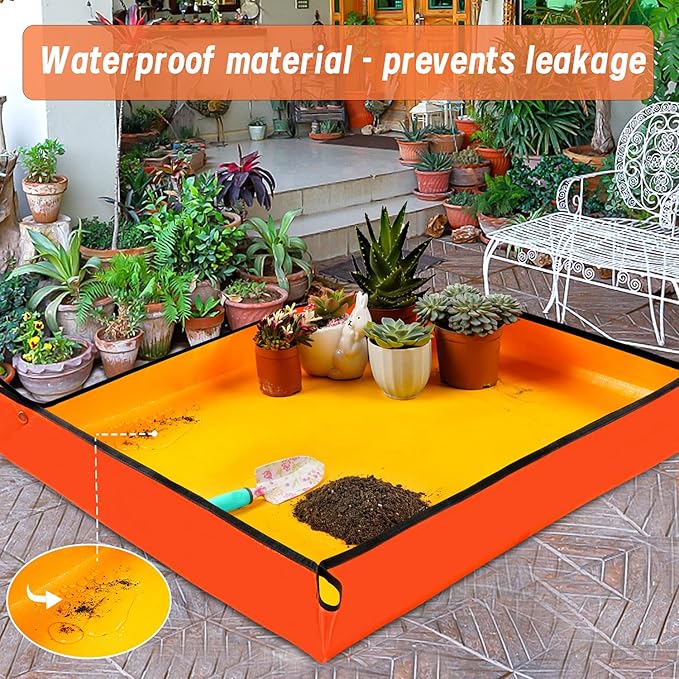 Large Repotting Mat for House Plants Transplanting and Potting Soil Mess Control - Image 4