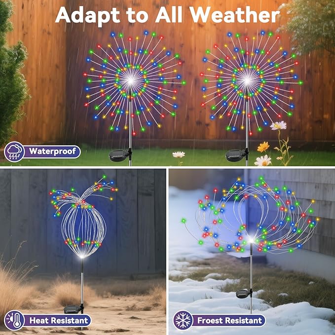 Garden Outdoor Lights, 4 Pack 120 LED Solar Garden Lights Fairy Lights Outdoor - Image 3