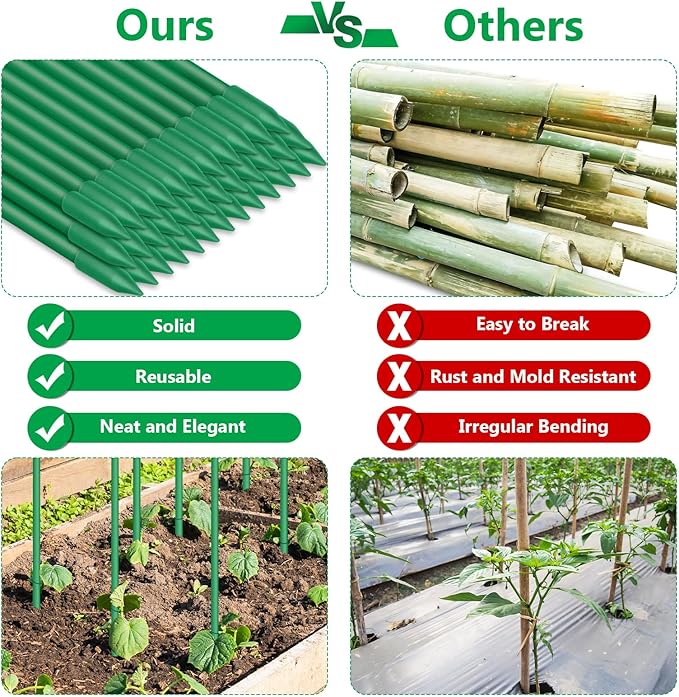 Lezmarket 80 Pack Garden Stakes, Plant Support Stakes, DIY 4ft 5ft 6ft 7ft - Image 4