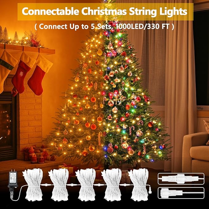 Warm White to Multicolor Color Changing 200 LED 66FT Connectable Christmas - Image 2