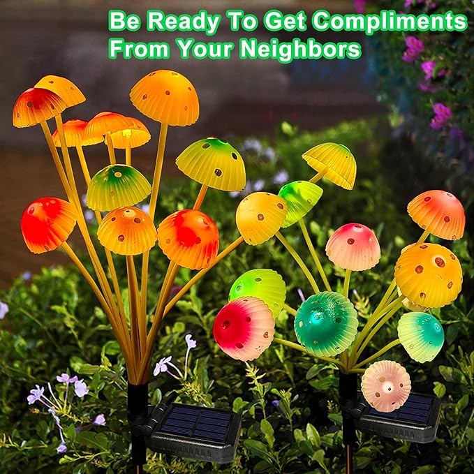 Kohlrabi Solar Garden Lights, 4 Pack Solar Mushroom Lights Outdoor, Upgraded - Image 6