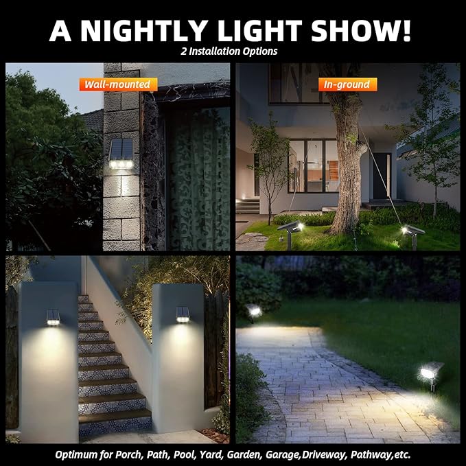 Solar Spot Lights Outdoor, IP65 Waterproof 40 LEDs Landscape Spotlights - Image 3