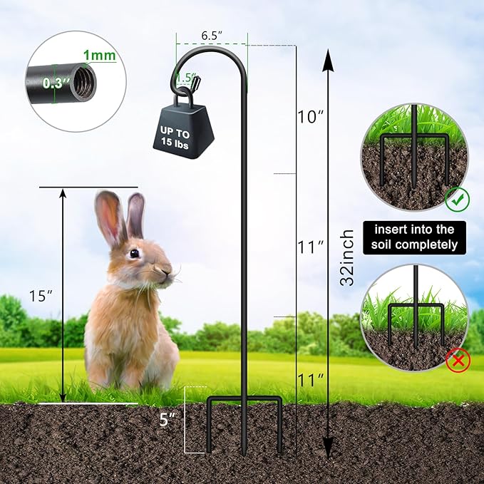 FEED GARDEN Adjustable 32 Inch Small Shepherd Hooks - Image 2
