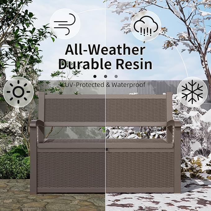 80 Gallon Outdoor Storage Bench Deck Box Waterproof Lockable, Outdoor Storage - Image 5