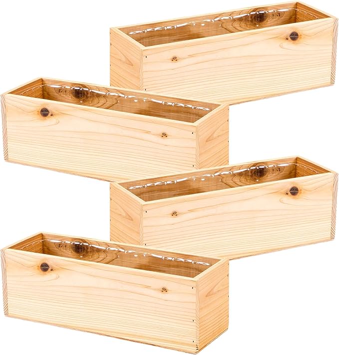Wooden Planter Box, Rose Wood, Plastic Liner l Garden Decor l Restaurant and by Unknown