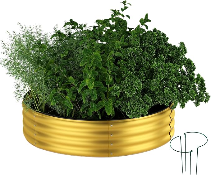 Garden Box Raised Flower Bed Galvanized Metal Planter Round Raised Garden Bed by ZFHgarden