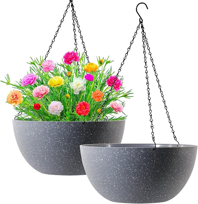 WOUSIWER 13 inch 2 Pack Large Hanging Planters by WOUSIWER