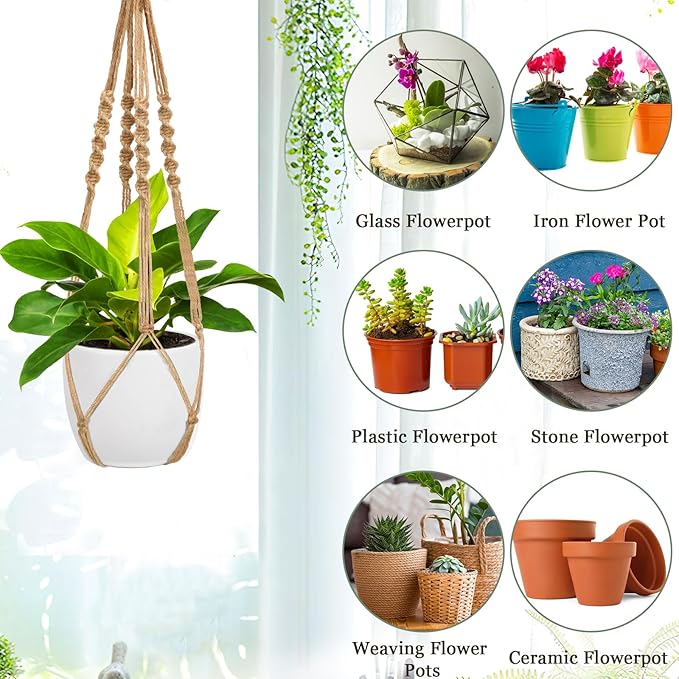 Augshy 27 Inch Macrame Plant Hanger, 2 Packs Plant Hangers - Image 4