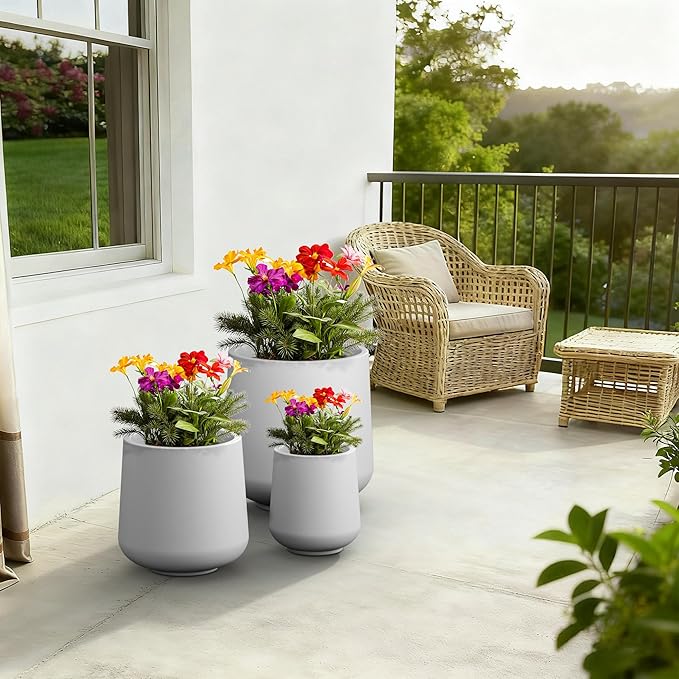 Kante 15.3"+11.6"+8.2" Dia Round Concrete Planter, Large Outdoor Indoor Planter - Image 4