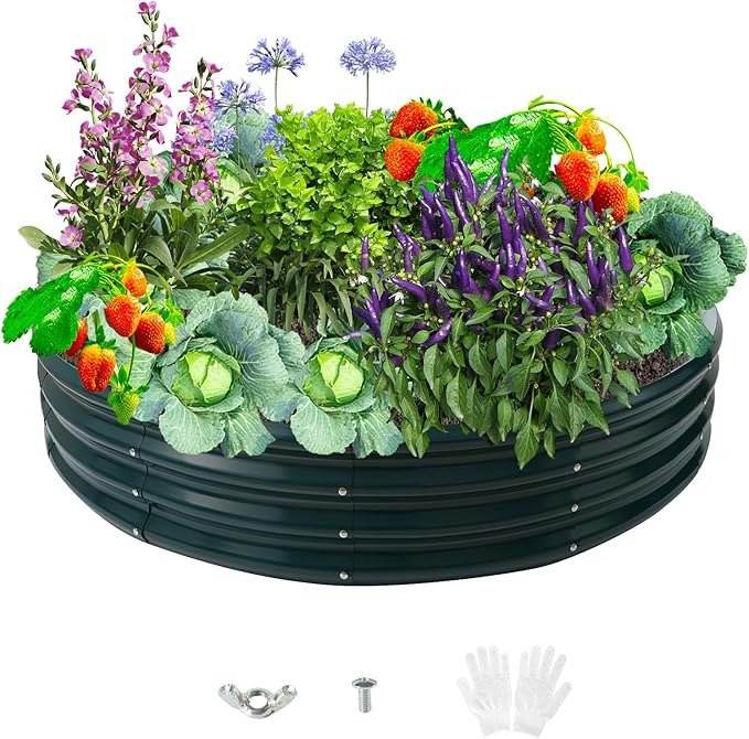 Durable Round Steel Raised Garden Bed Painted by zbzbml