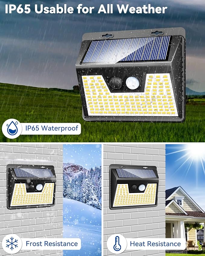 Peasur Solar Lights Outdoor Waterproof, Warm White Motion Sensor Lights Dusk to - Image 6