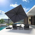 PURPLE LEAF 9.8' X 9.8' Left-right Tilting Patio Umbrella Outdoor Cantilever by PURPLELEAF