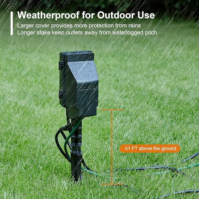 SURAIELEC Outdoor Power Stake, 24-Hour Mechanical Light Timer, Electrical Power - Image 3