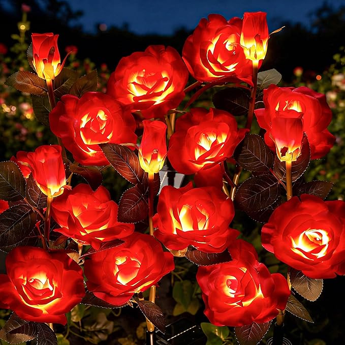 Brightown Outdoor Solar Flower Lights, 4 Pack Solar Garden Light by Brightown