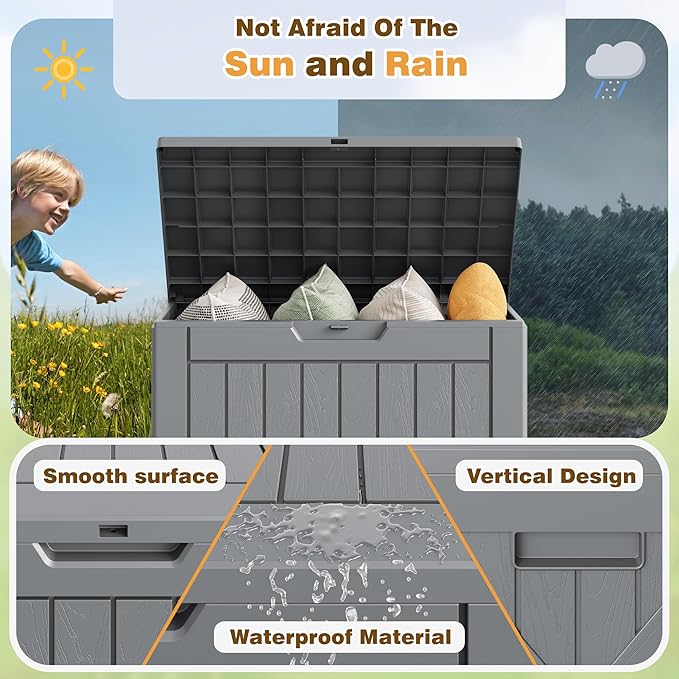 Flamaker Resin Deck Box 40 Gallon Waterproof Outdoor Indoor Storage Box - Image 6