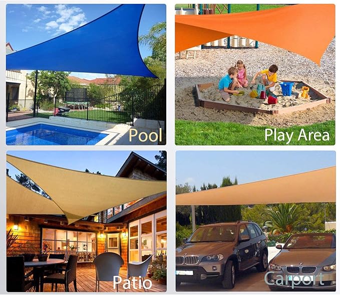 SUNLAX Sun Shade Sail 10' x 10' x 10' Dark Grey Triangle Canopy Sail Shade - Image 6