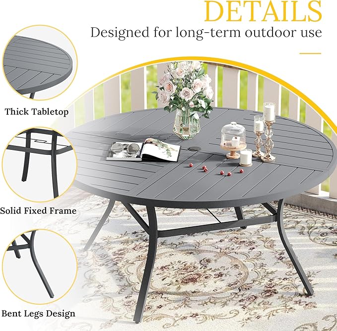VICLLAX Round Patio Table with Adjustable Umbrella Hole - Image 4