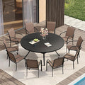 VICLLAX Large Patio Dining Furniture Set, Outdoor Dining Set by HOME
