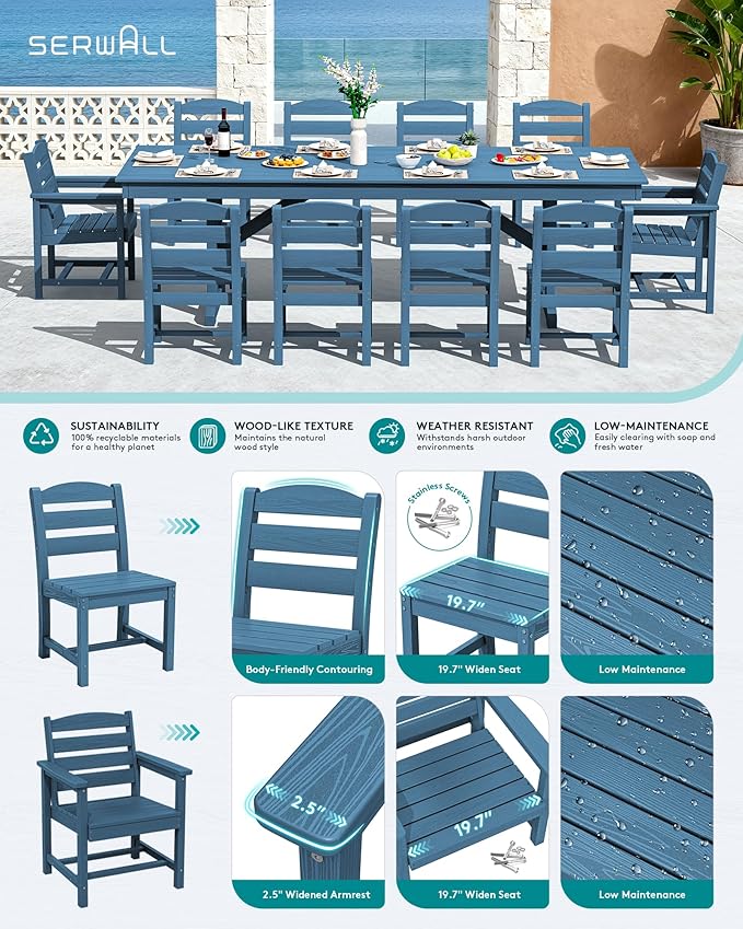 SERWALL 11 Piece Outdoor Dining Set - Image 4