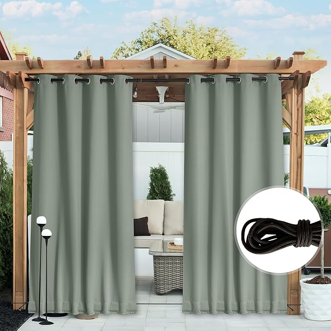 NICETOWN 2 Panels Weighted Outdoor Curtains - Image 2