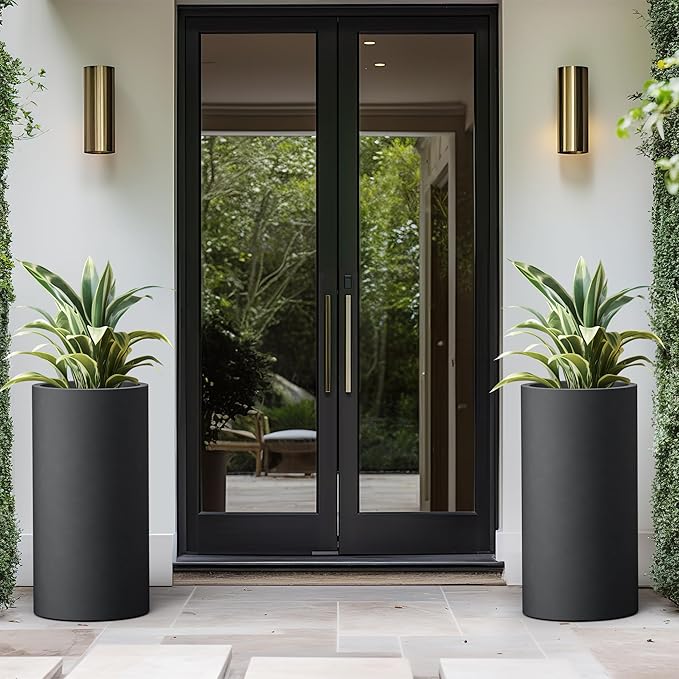 Kante 27.8 Inch Tall Cylindrical Planter, Large Round Plant Pots - Image 5