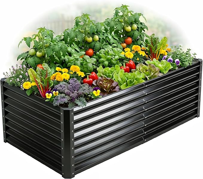 Galvanized Raised Garden Bed Kit Outdoor Patio, Deep Root Box Planter by Tegarbed