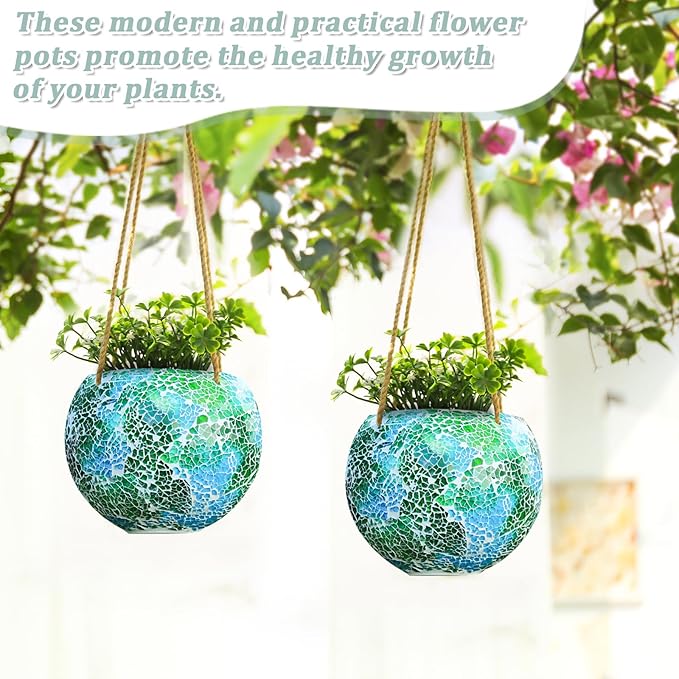 Hanging Planter Mosaic Garden Pot Small Flower Pot - Image 5