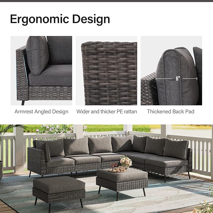LAUSAINT HOME 8 Piece Outdoor Sectional Sofa PE Rattan Patio Conversation Sets - Image 2
