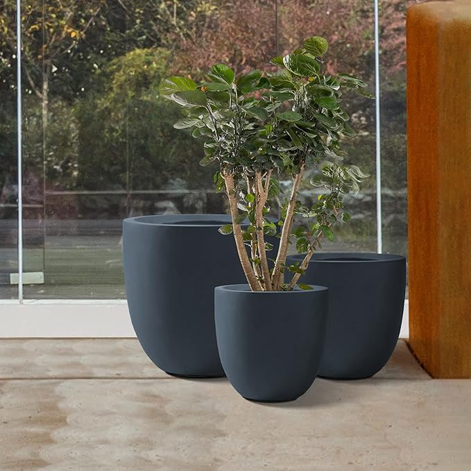 Kante 20", 13.4" Dia Round Concrete Planters, Outdoor Indoor Modern Decorative - Image 7