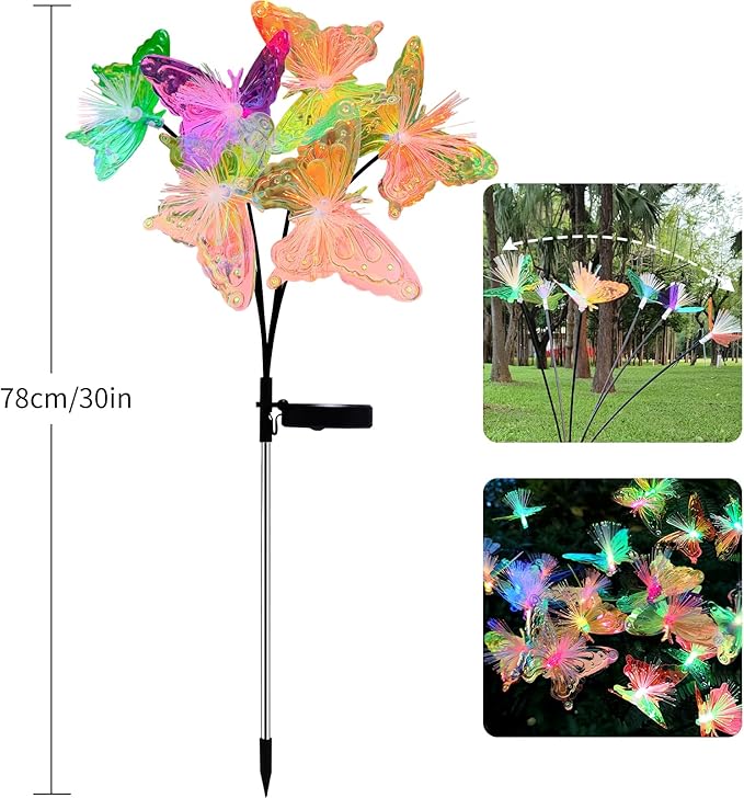 JJGoo 2 Pack Solar Garden Lights, Solar Butterfly Swaying Light - Image 4