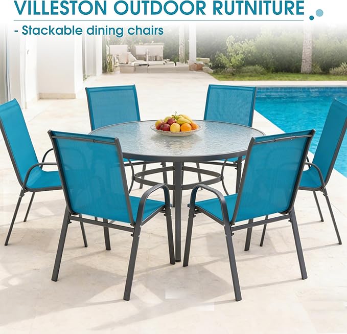 Outdoor Stackable Chairs Set of 6, Stacking Patio Chairs - Image 7