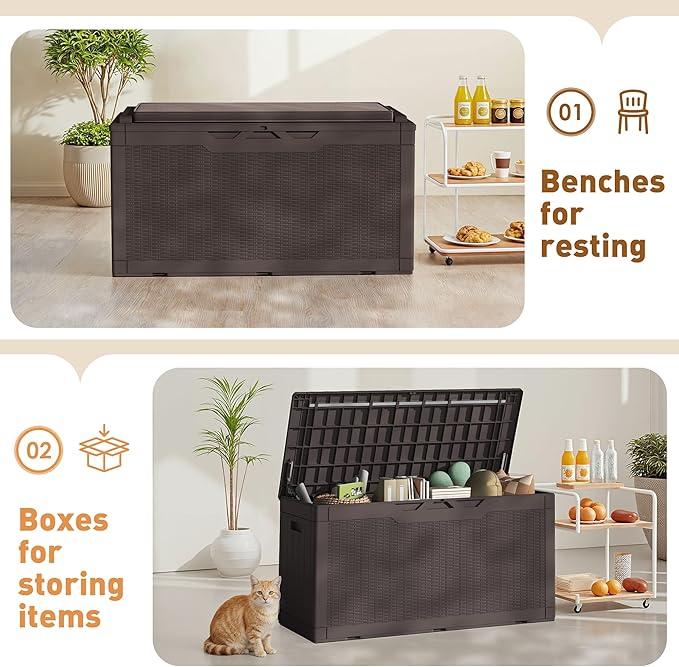 Greesum 100 Gallon Resin Deck Box Large Outdoor Storage Boxes - Image 6