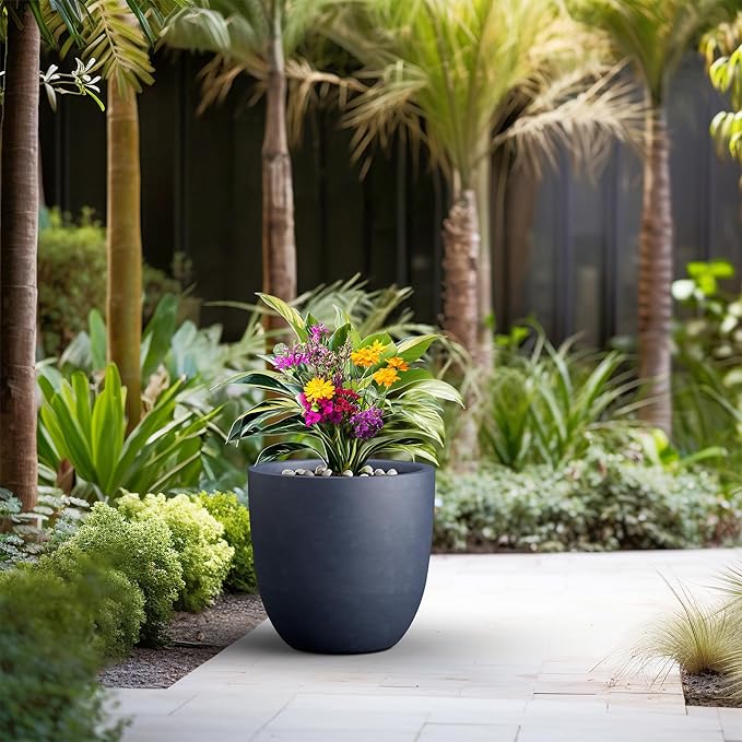 Kante 18 Inch Dia Round Concrete Planter, Indoor Outdoor Large Plant Pot - Image 6