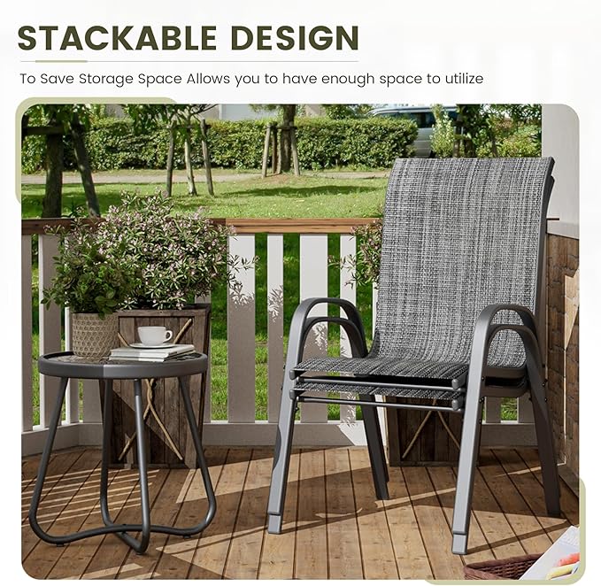 UDPATIO Patio Chairs Set of 2, Stackable Outdoor Dining Chairs - Image 4