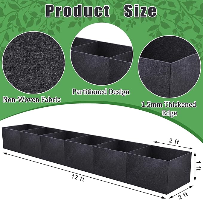 POILKMNI 12x2x1ft Fabric Raised Garden Bed - Image 5