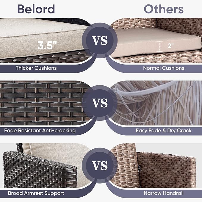 Belord Outdoor Couch Patio Furniture: Wicker Patio Sofa - Image 5