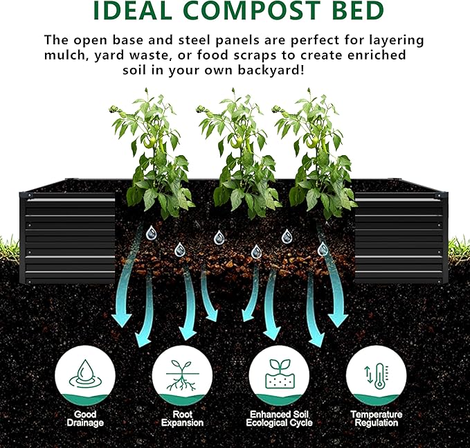 8x4x1.5FT Galvanized Raised Garden Bed, Vegetable Boxes-Rectangle Metal Flower - Image 3