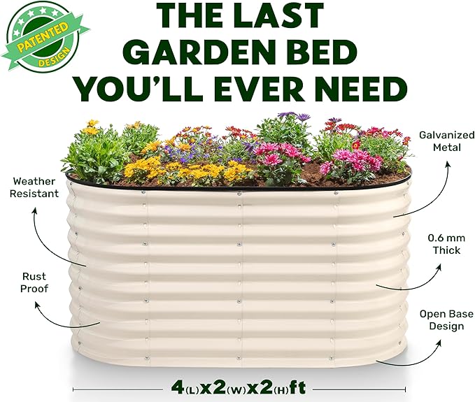 Plant & Plot Galvanized Raised Garden Beds Outdoor // 4×2×2 ft Planter Raised - Image 5