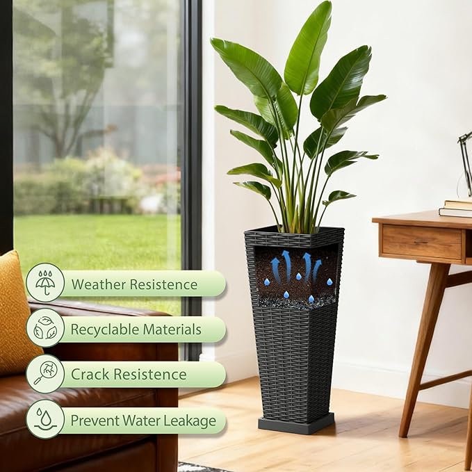 Set of 2 24 Inch Tall Plastic Planters - Image 2