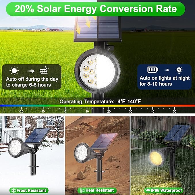 Solar Lights Outdoor Waterproof Color Changing 180° Adjustable RGB Solar - Image 4