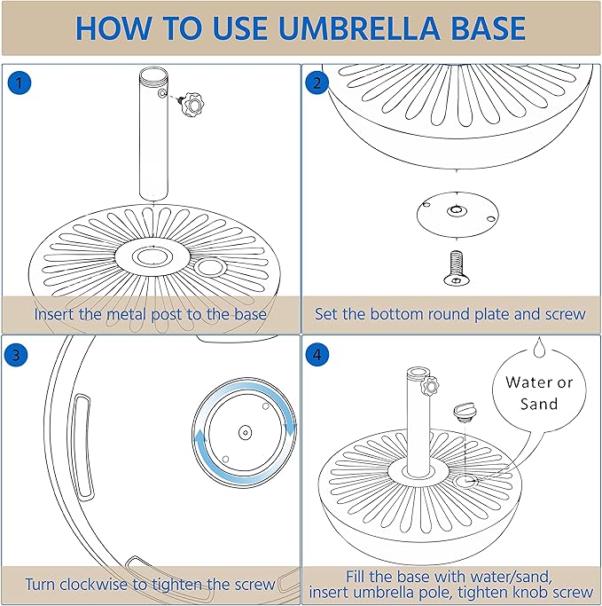 Yaheetech Umbrella Base 85.7lbs Round Water & Sand Filled Patio Outdoor - Image 9