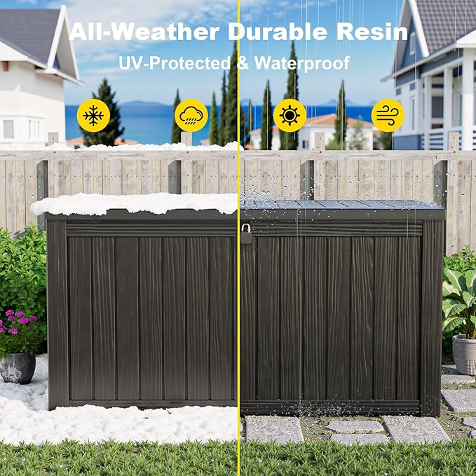 DRATO 150 Gallon Outdoor Storage Box, Large Waterproof Deck Box, Lockable Resin - Image 7