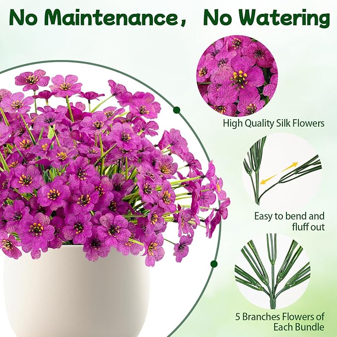 MACTING Artificial Flowers for Outdoors Fake Flowers UV Resistant No Fade Faux - Image 4