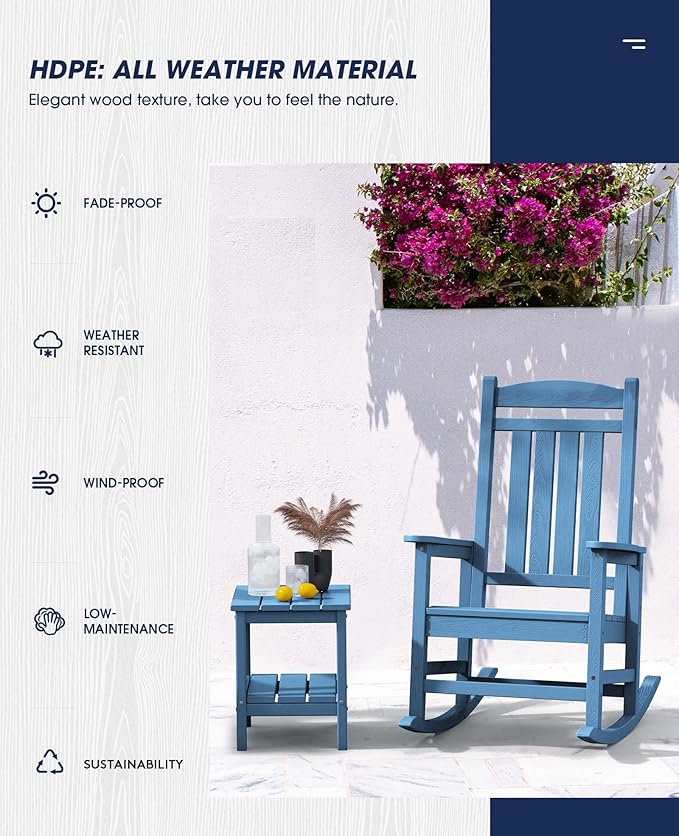 KINGYES HDPE Rocking Chairs Outdoor, Patio Rocking Chairs - Image 8
