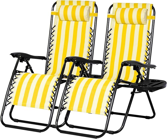 Nazhura Set of 2 Relaxing Recliners Patio Chairs Adjustable Steel Mesh Zero by NazhuraGoodCompanionAtHome