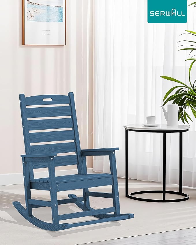 SERWALL Oversized Outdoor Rocking Chair, HDPE Patio Rocking Chair - Image 9