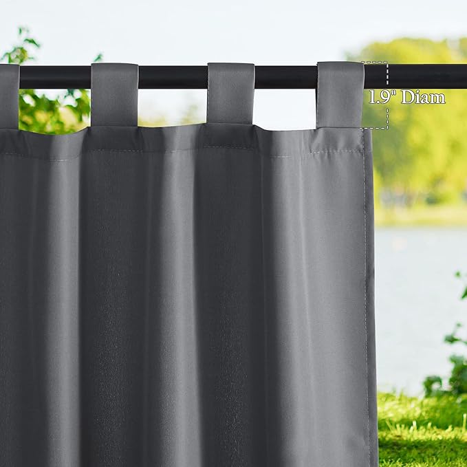 NICETOWN 2 Panels Patio Outdoor Curtains 108" Length, Thermal Insulated Tab Top - Image 3