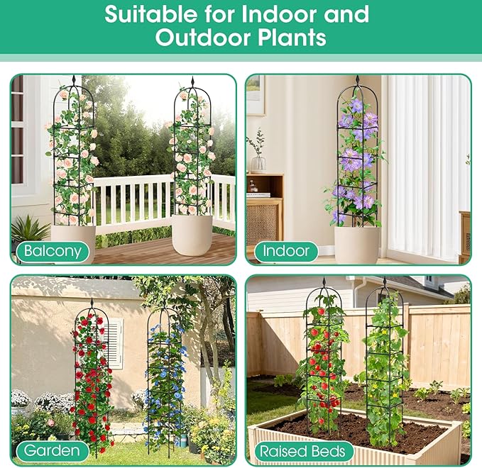 2 Pack Garden Obelisk Trellis for Climbing Plants, Tower Potted Cages for - Image 6